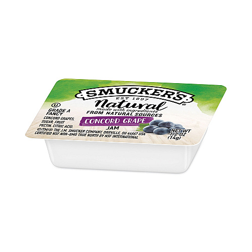 Smucker's Smuckers 1/2 Ounce Natural Jam, 0.5 oz Container, Concord Grape, 200/Carton (8202)