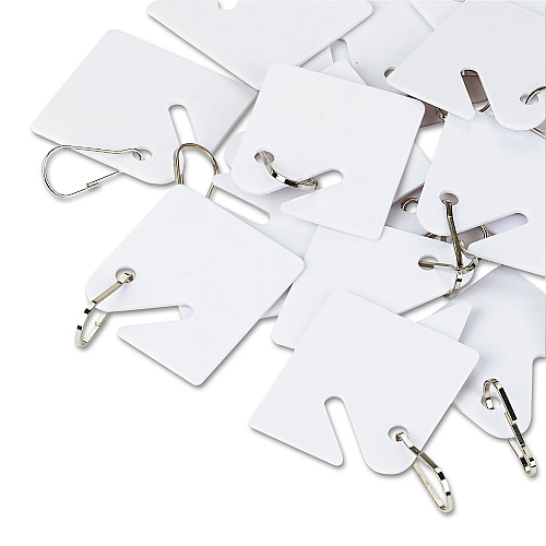SecurIT Replacement Slotted Key Cabinet Tags, 1.63 x 1.5, White, 20/Pack (94190027)