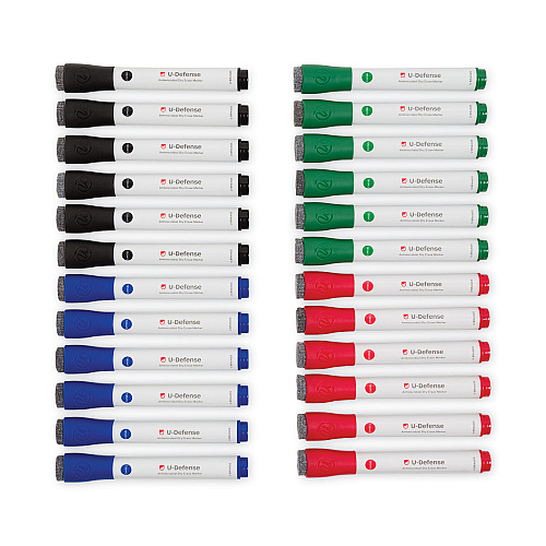 U Brands U-Defense Antimicrobial Dry-Erase Markers, Chisel Tip, Assorted Colors, 24/Pack (3285U0012)