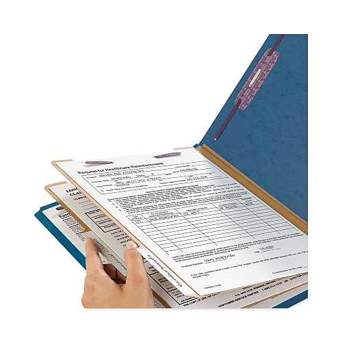 Smead Six-Section Pressboard Top Tab Classification Folders, Six SafeSHIELD Fasteners, 2 Dividers, Legal Size, Dark Blue, 10/Box (19035)
