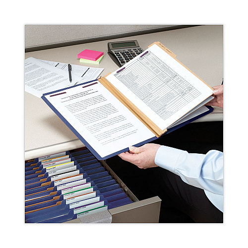 Smead Six-Section Pressboard Top Tab Classification Folders, Six SafeSHIELD Fasteners, 2 Dividers, Legal Size, Dark Blue, 10/Box (19035)