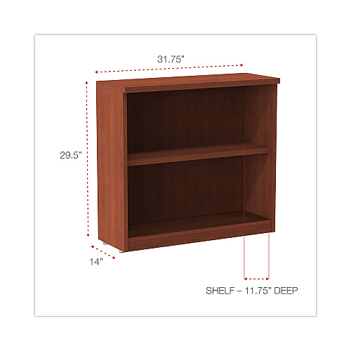 Alera Valencia Series Bookcase, Two-Shelf, 31.75w x 14d x 29.5h, Med Cherry (ALEVA633032MC)