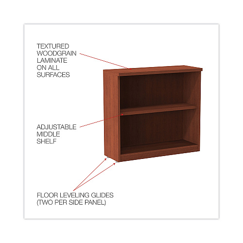 Alera Valencia Series Bookcase, Two-Shelf, 31.75w x 14d x 29.5h, Med Cherry (ALEVA633032MC)