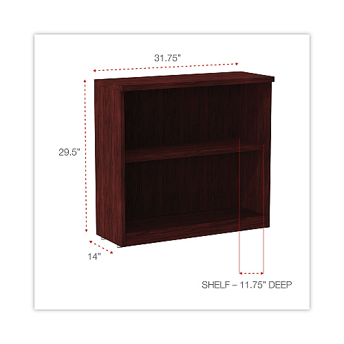 Alera Valencia Series Bookcase, Two-Shelf, 31.75w x 14d x 29.5h, Mahogany (ALEVA633032MY)
