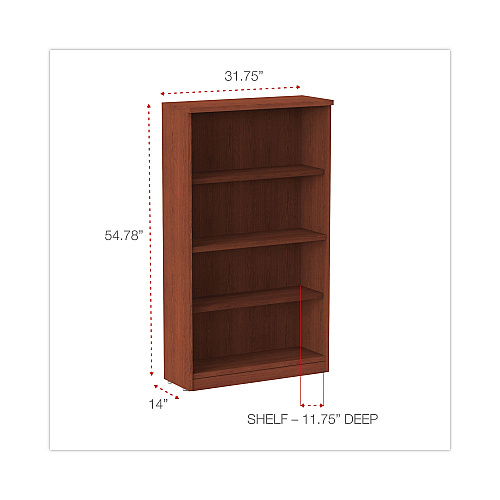 Alera Valencia Series Bookcase, Four-Shelf, 31.75w x 14d x 54.88h, Medium Cherry (ALEVA635632MC)