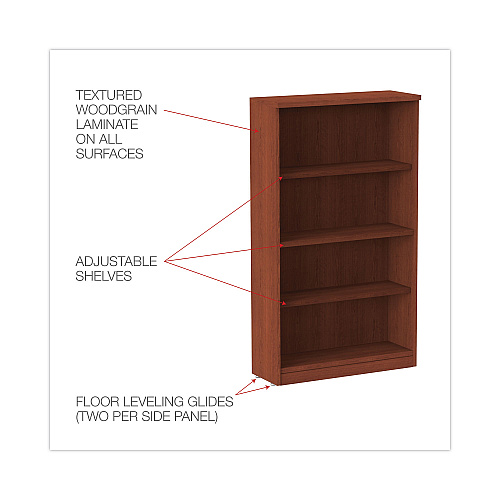 Alera Valencia Series Bookcase, Four-Shelf, 31.75w x 14d x 54.88h, Medium Cherry (ALEVA635632MC)