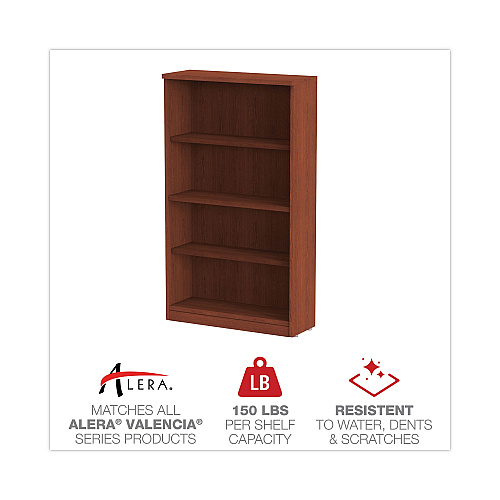 Alera Valencia Series Bookcase, Four-Shelf, 31.75w x 14d x 54.88h, Medium Cherry (ALEVA635632MC)