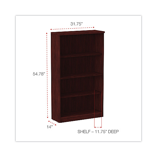 Alera Valencia Series Bookcase, Four-Shelf, 31.75w x 14d x 54.88h, Mahogany (ALEVA635632MY)