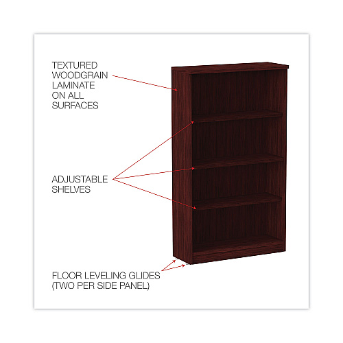 Alera Valencia Series Bookcase, Four-Shelf, 31.75w x 14d x 54.88h, Mahogany (ALEVA635632MY)