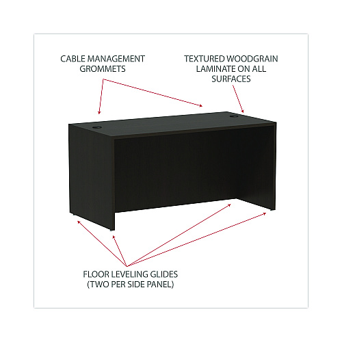 Alera Valencia Series Straight Front Desk Shell, 59.13" x 29.5" x 29.63", Espresso (ALEVA216030ES)