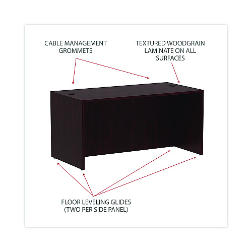 Alera Valencia Series Straight Front Desk Shell, 59.13" x 29.5" x 29.63", Mahogany (ALEVA216030MY)