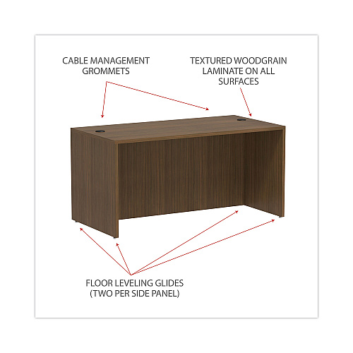 Alera Valencia Series Straight Front Desk Shell, 59.13" x 29.5" x 29.63", Modern Walnut (ALEVA216030WA)