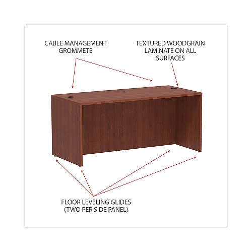 Alera Valencia Series Straight Front Desk Shell, 65" x 29.5" x 29.63", Medium Cherry (ALEVA216630MC)