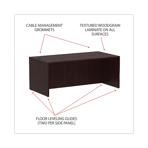 Alera Valencia Series Straight Front Desk Shell, 71" x 35.5" x 29.63", Mahogany (ALEVA217236MY)