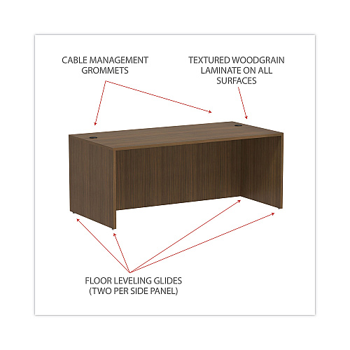 Alera Valencia Series Straight Front Desk Shell, 71" x 35.5" x 29.63", Modern Walnut (ALEVA217236WA)