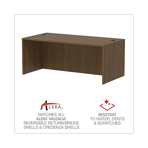 Alera Valencia Series Straight Front Desk Shell, 71" x 35.5" x 29.63", Modern Walnut (ALEVA217236WA)