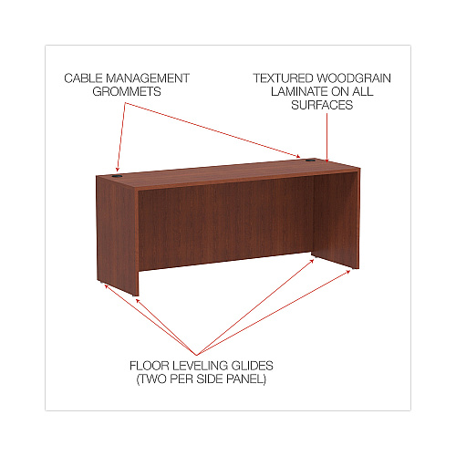 Alera Valencia Series Credenza Shell, 70.88w x 23.63d x 29.5h, Medium Cherry (ALEVA257224MC)
