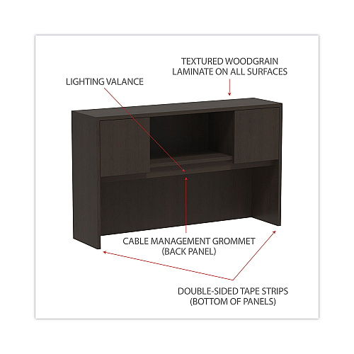 Alera Valencia Series Hutch with Doors, 4 Compartments, 58.88w x 15d x 35.38h, Espresso (ALEVA286015ES)