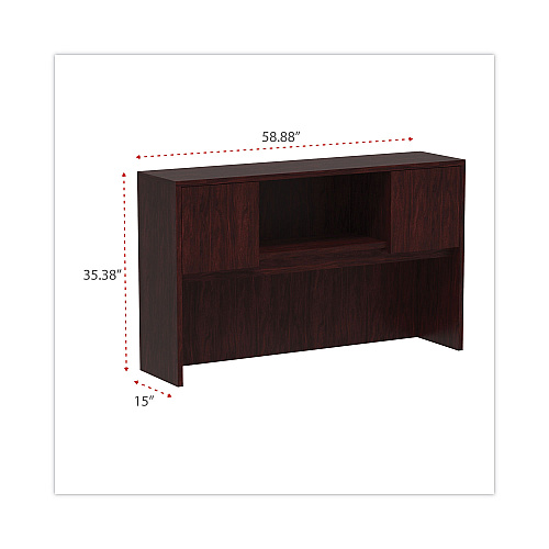 Alera Valencia Series Hutch with Doors, 4 Compartments, 58.88w x 15d x 35.38h, Mahogany (ALEVA286015MY)