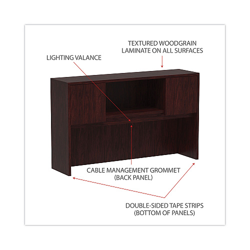 Alera Valencia Series Hutch with Doors, 4 Compartments, 58.88w x 15d x 35.38h, Mahogany (ALEVA286015MY)
