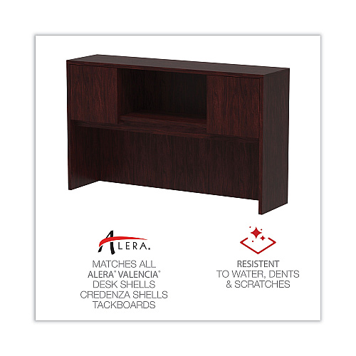 Alera Valencia Series Hutch with Doors, 4 Compartments, 58.88w x 15d x 35.38h, Mahogany (ALEVA286015MY)