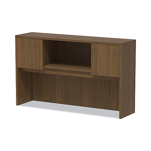 Alera Valencia Series Hutch with Doors, 4 Compartments, 58.88w x 15d x 35.38h, Modern Walnut (ALEVA286015WA)