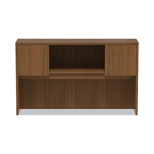 Alera Valencia Series Hutch with Doors, 4 Compartments, 58.88w x 15d x 35.38h, Modern Walnut (ALEVA286015WA)