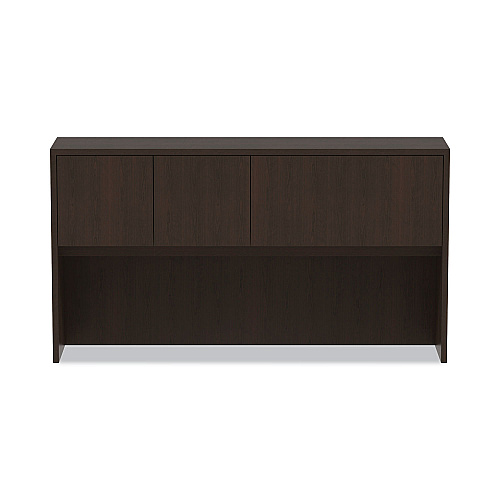Alera Valencia Series Hutch with Doors, 4 Compartments, 64.75w x 15d x 35.38h, Espresso (ALEVA286615ES)