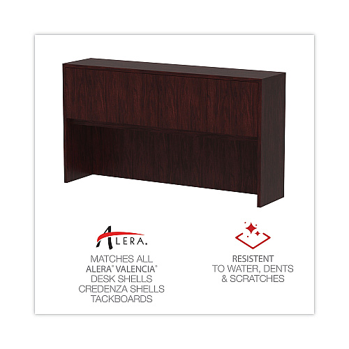 Alera Valencia Series Hutch with Doors, 4 Compartments, 70.63w x 15d x 35.38h, Mahogany (ALEVA287215MY)