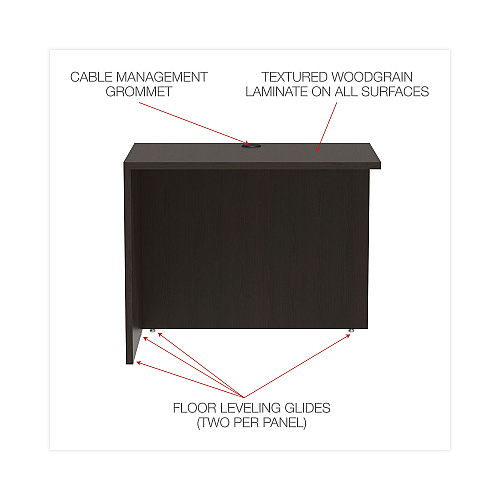 Alera Valencia Series Reversible Return/Bridge Shell, 35w x 23.63d x 29.5h, Espresso (ALEVA353624ES)
