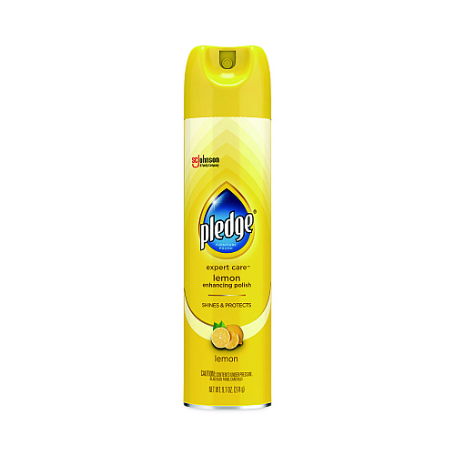 Pledge Furniture Polish, Lemon, 9.7 oz Aerosol Spray, 6/Carton (336298)