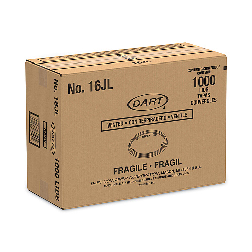 Dart Plastic Lids, Fits 12 oz to 24 oz Foam Cups, Vented, Translucent, 100/Pack, 10 Packs/Carton (16JL)
