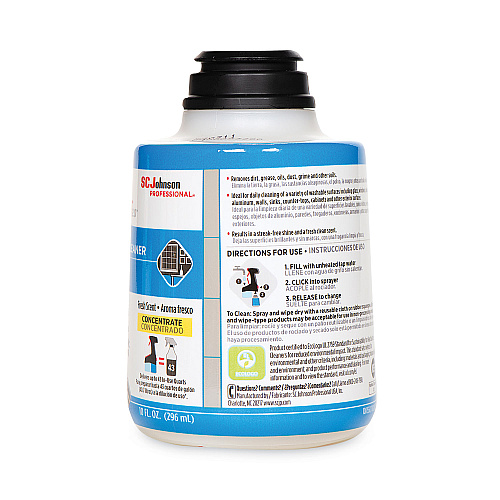 SC Johnson Professional TruShot 2.0 Glass and Multisurface Cleaner, Clean Fresh Scent, 10 oz Cartridge, 4/Carton (315272)