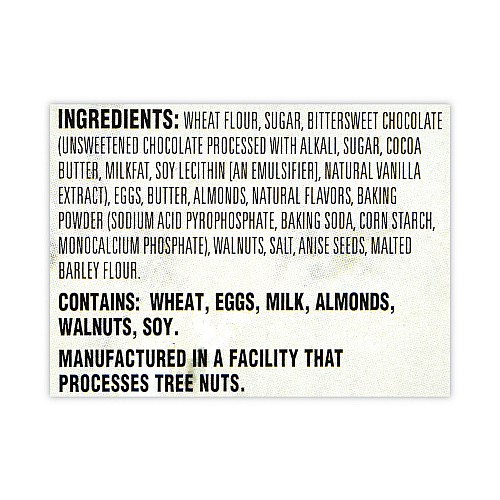 Nonni's Biscotti, Dark Chocolate Almond, 1 lb 5 oz Tub, 25 Pieces/Tub, 1 Tub/Carton (30700123)