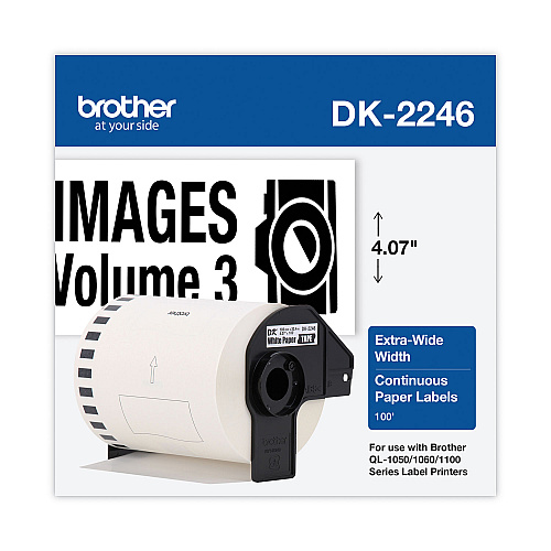 Brother DK2246 Label Tape, 4.07" x 100 ft, Black on White