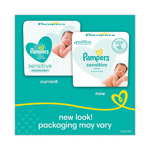 Pampers Sensitive Baby Wipes, 1-Ply, 6.8 x 7,  Unscented, White, 56/Pack (87076EA)