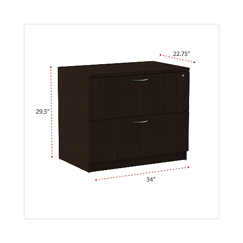 Alera Valencia Series Lateral File, 2 Legal/Letter-Size File Drawers, Espresso, 34" x 22.75" x 29.5" (ALEVA513622ES)