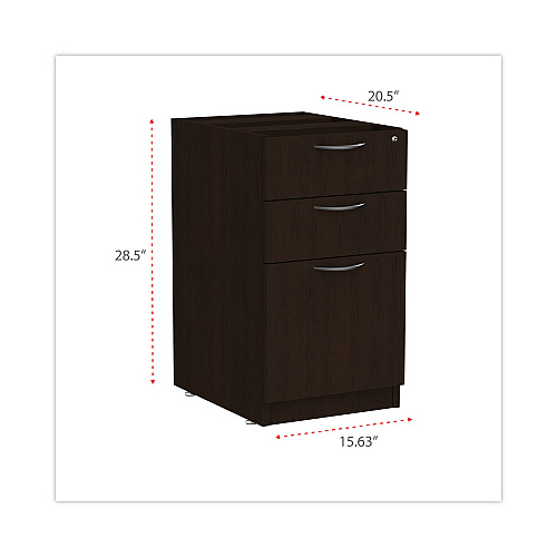 Alera Valencia Series Full Pedestal File, Left/Right, 3-Drawers: Box/Box/File, Legal/Letter, Espresso, 15.63" x 20.5" x 28.5" (ALEVA532822ES)