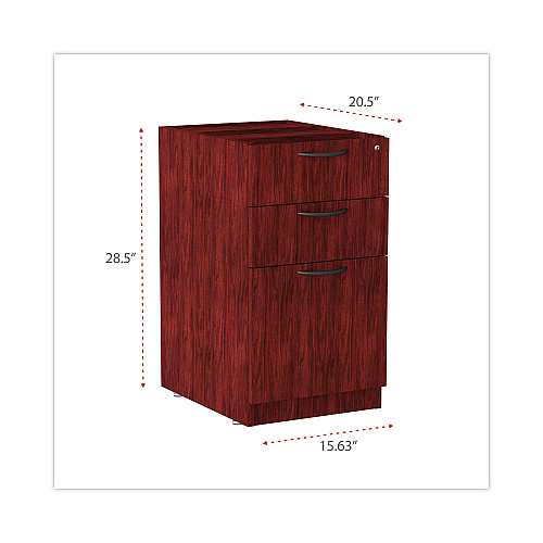 Alera Valencia Series Full Pedestal File, Left/Right, 3-Drawers: Box/Box/File, Legal/Letter, Mahogany, 15.63" x 20.5" x 28.5" (ALEVA532822MY)
