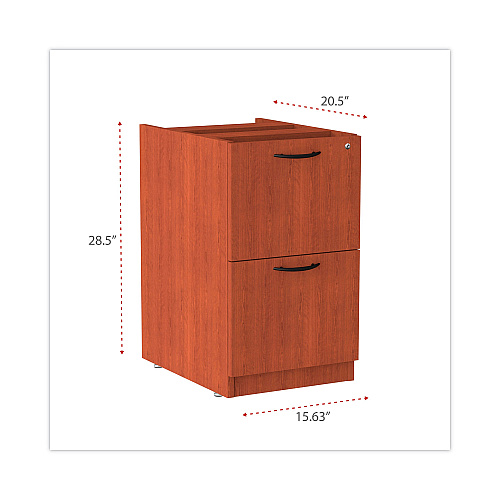 Alera Valencia Series Full Pedestal File, Left/Right, 2 Legal/Letter-Size File Drawers, Medium Cherry, 15.63" x 20.5" x 28.5" (ALEVA542822MC)