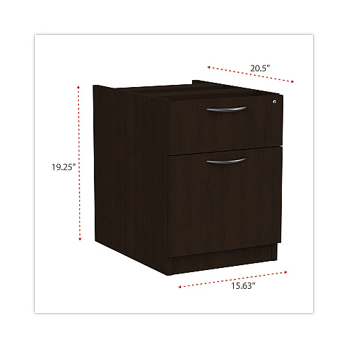 Alera Valencia Series Hanging Pedestal File, Left/Right, 2-Drawers: Box/File, Legal/Letter, Espresso, 15.63" x 20.5" x 19.25" (ALEVA552222ES)