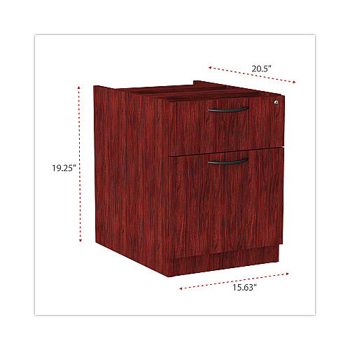 Alera Valencia Series Hanging Pedestal File, Left/Right, 2-Drawers: Box/File, Legal/Letter, Mahogany, 15.63" x 20.5" x 19.25" (ALEVA552222MY)