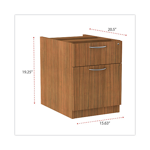Alera Valencia Series Hanging Pedestal File, Left/Right, 2-Drawer: Box/File, Legal/Letter, Modern Walnut,15.63 x 20.5 x 19.25 (ALEVA552222WA)