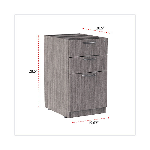 Alera Valencia Series Full Pedestal File, Left/Right, 3-Drawers: Box/Box/File, Legal/Letter, Gray, 15.63" x 20.5" x 28.5" (ALEVA532822GY)