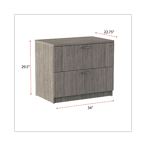 Alera Valencia Series Lateral File, 2 Legal/Letter-Size File Drawers, Gray, 34" x 22.75" x 29.5" (ALEVA513622GY)