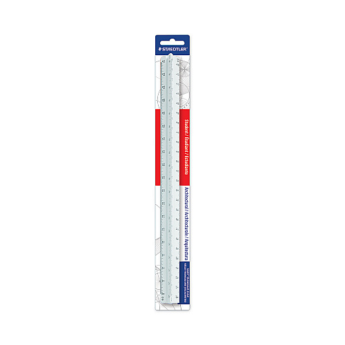 Staedtler Triangular Scale Plastic Architects Ruler, 12" Long, Plastic, White (9871931BK)