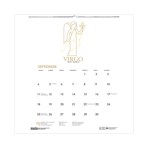 House of Doolittle Recycled Academic Zodiac Wall Calendar, 11 x 14, Multicolor Sheets, 12-Month (Aug to July): 2025 to 2026 (3185)