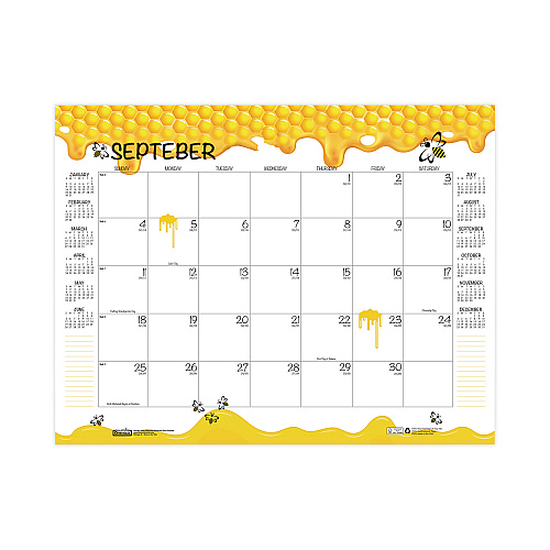 House of Doolittle Academic Year Recycled Honeycomb Desk Pad Calendar, 22 x 17, White/Multicolor Sheets, 12-Month (Aug to July): 2025 to 2026 (1565)