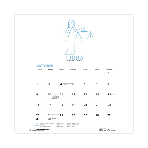 House of Doolittle Recycled Academic Zodiac Wall Calendar, 11 x 14, Multicolor Sheets, 12-Month (Aug to July): 2025 to 2026 (3185)