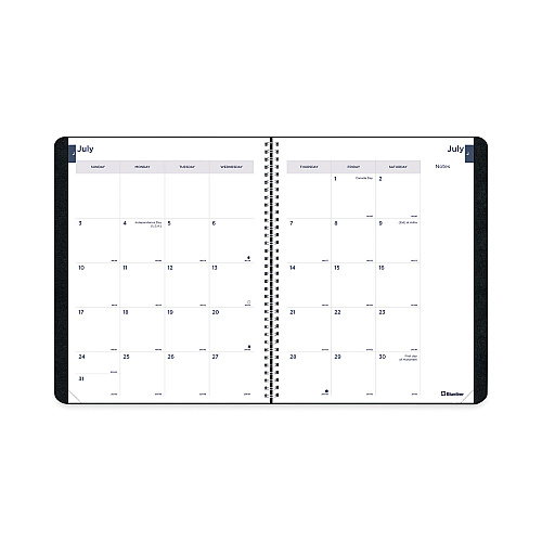 Blueline Academic Monthly Planner, 11 x 8.5, Black Cover, 14-Month: July 2025 to Aug 2026 (CA701BLK)